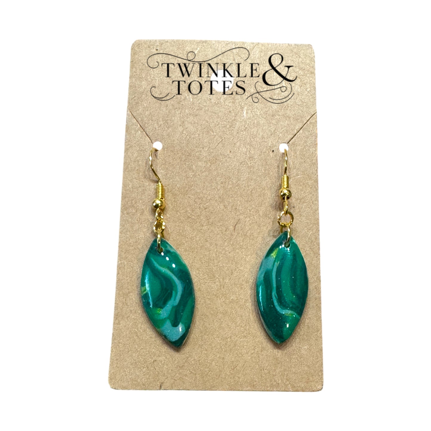 Green Faux Stone Handmade Earrings